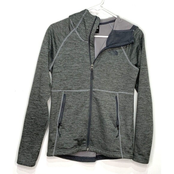 The North Face Fleece Lined Softshell Jacket Hooded Gray Full Zip Size Small - Picture 1 of 8